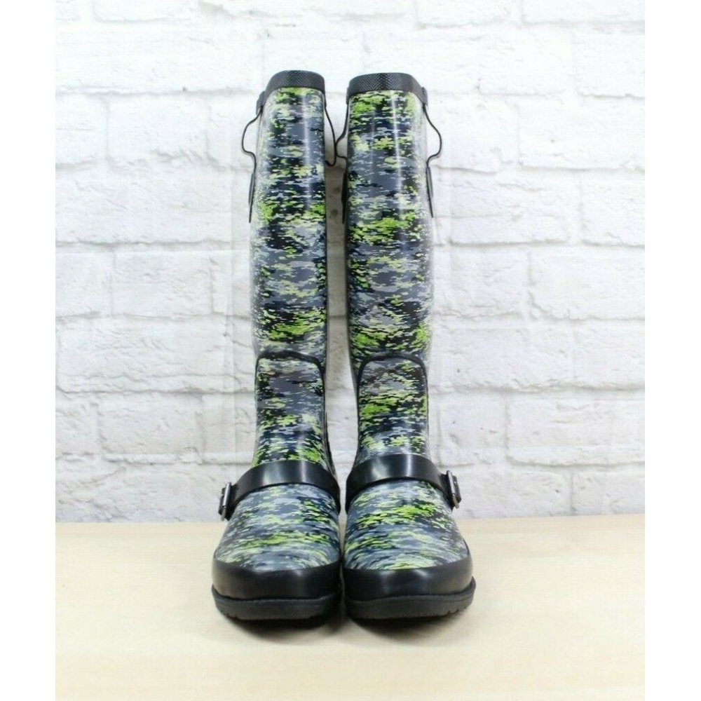 LL Bean Wellie Mariner Blue Camouflage WP Knee High Rain Boots Size 7 M - Picture 4 of 9